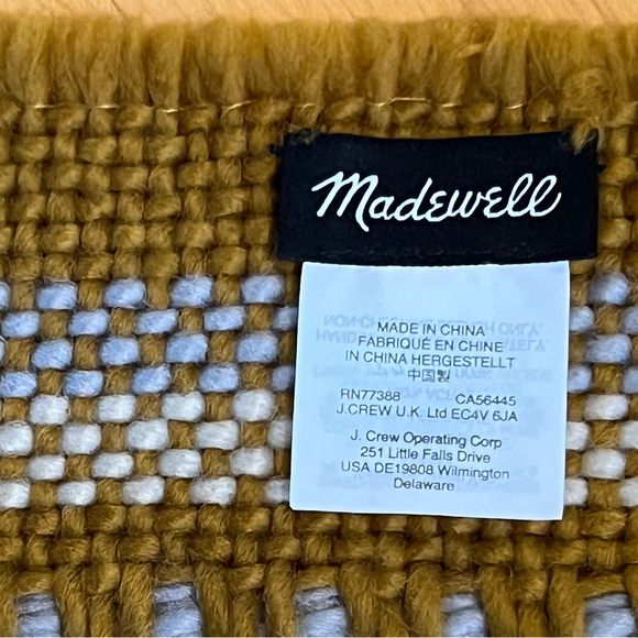 🌽 Chunky Weave Fringe Scarf |Goldenrod & Cream with Blue by Madewell - Picture 8 of 17